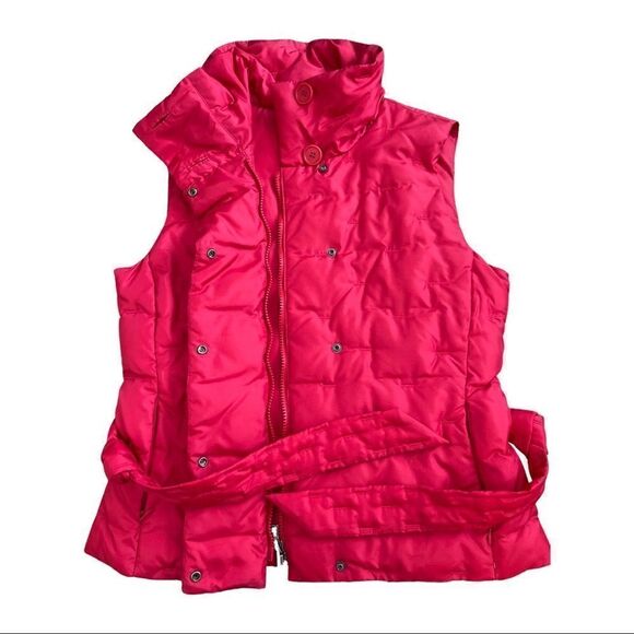 TALBOTS PETITES • Red Puffer Vest Belted Goose Down Blend • Petite Small • NWOT - Picture 3 of 10